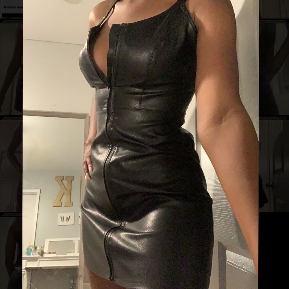 A leather zip up dress from urban outfitters